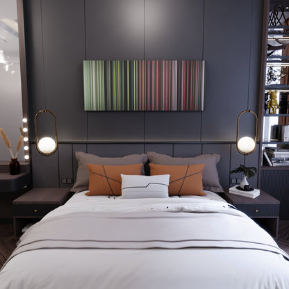 Bedroom interior with Silvestre-Dangond-Nicky-Jam-Casate-Conmigo Frome on the wall