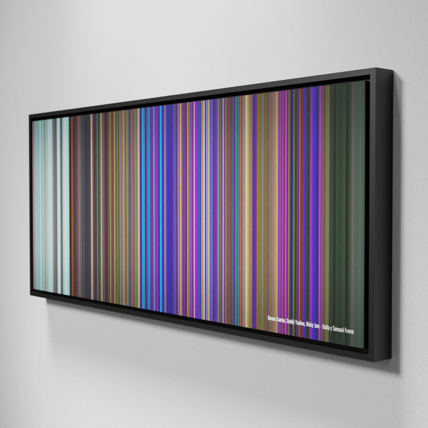 Side view of Framed Buff's of Romeo-Santos-Daddy-Yankee-Nicky-Jam-Bella-y-Sensual Frome on the wall