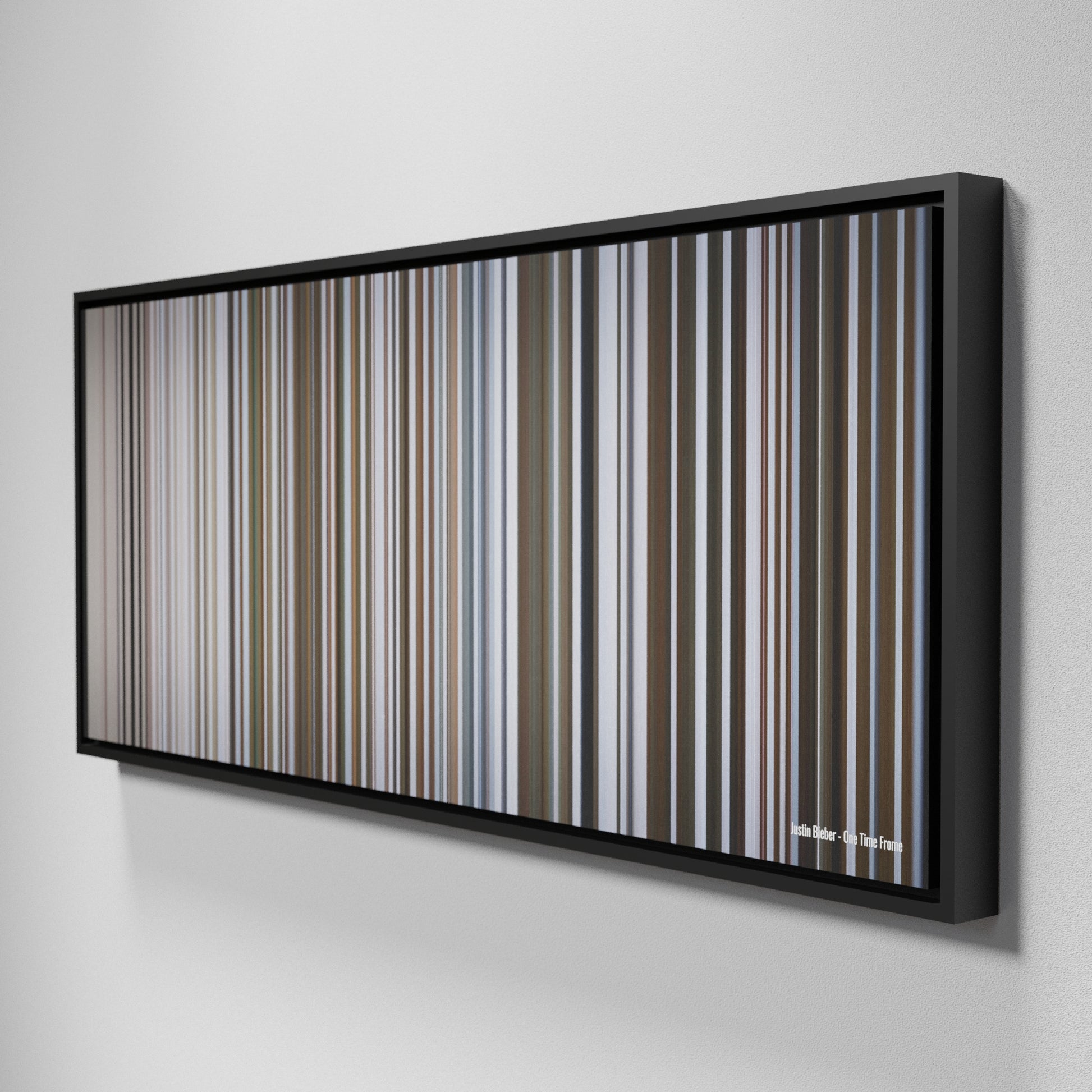 Side view of Framed Buff's of Justin-Bieber-One-Time Frome on the wall