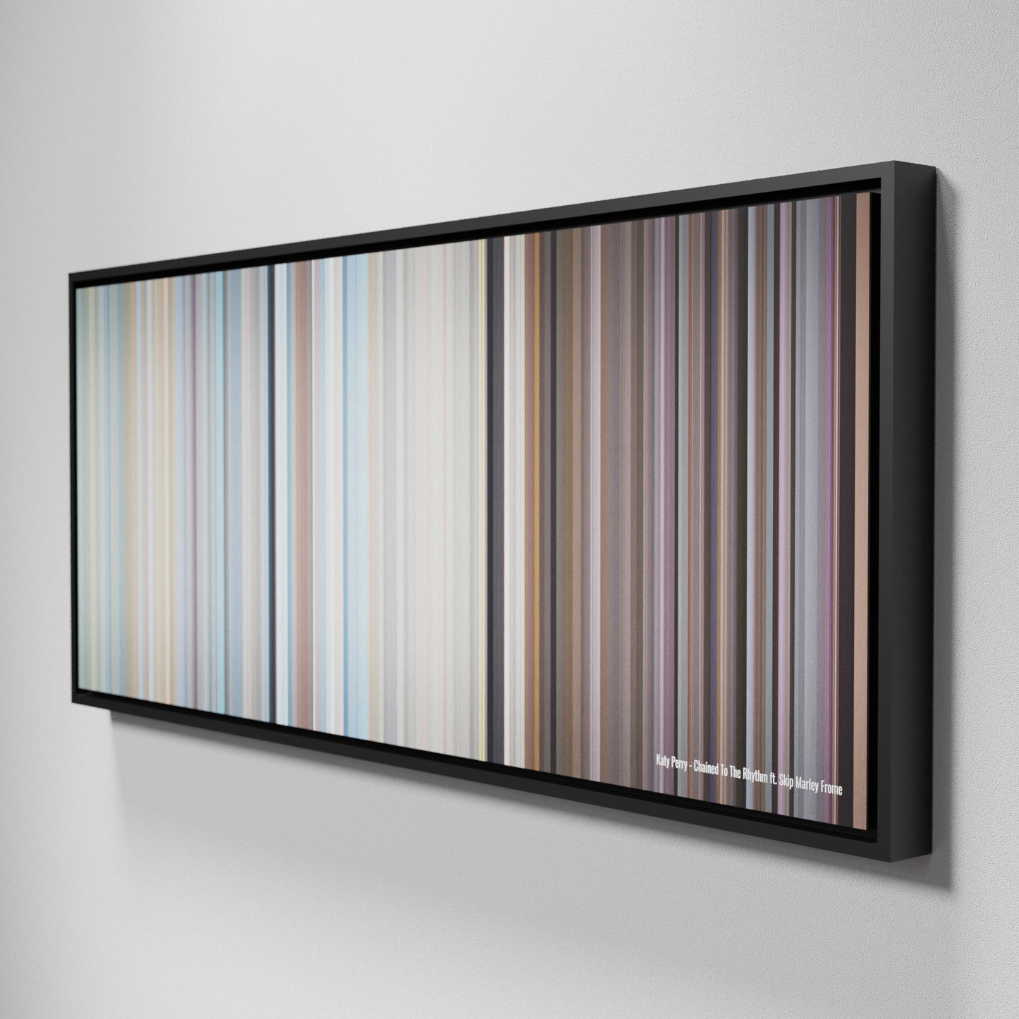 Side view of Framed Buff's of Katy-Perry-Chained-To-The-Rhythm Frome on the wall