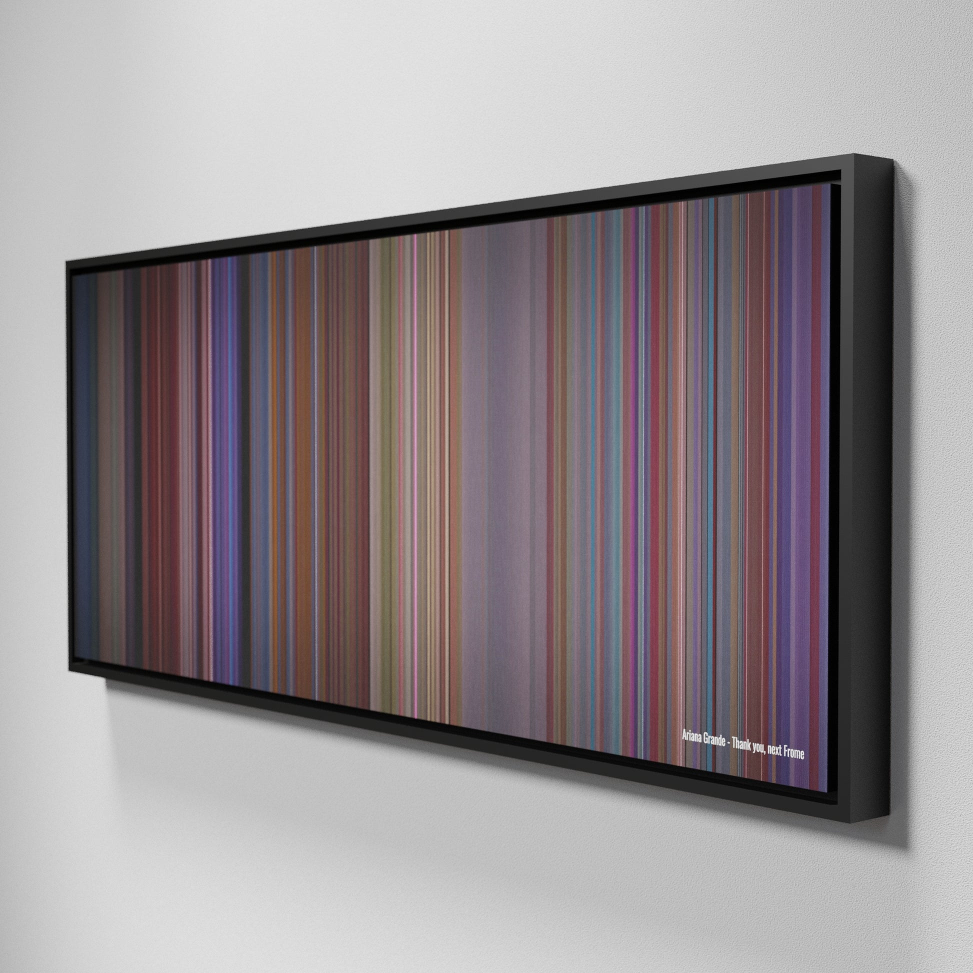 Side view of Framed Buff's of Ariana-Grande-Thank-you-next Frome on the wall