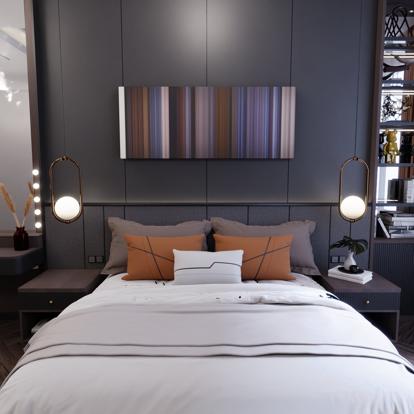 Bedroom interior with BTS-Dope Frome on the wall