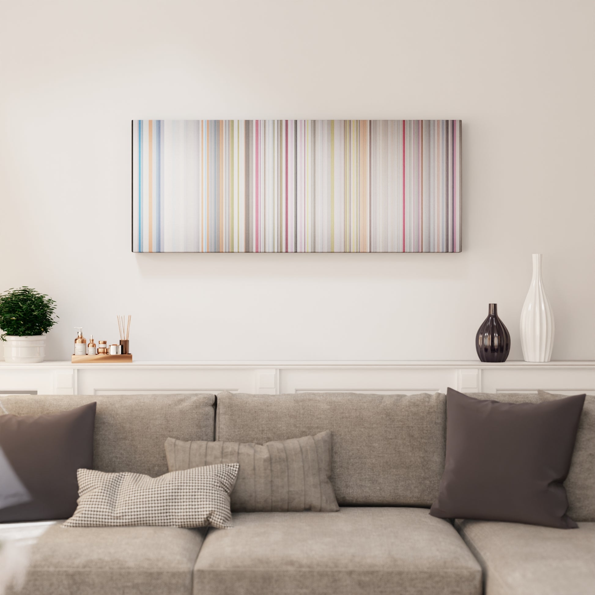 Living room interior with Dillon-Francis-DJ-Snake-Get-Low Frome on the wall