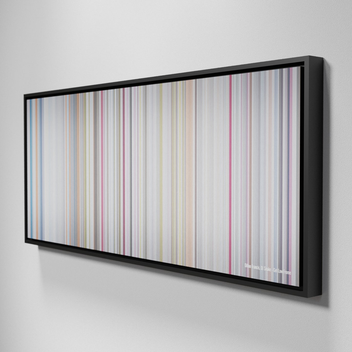 Side view of Framed Buff's of Dillon-Francis-DJ-Snake-Get-Low Frome on the wall