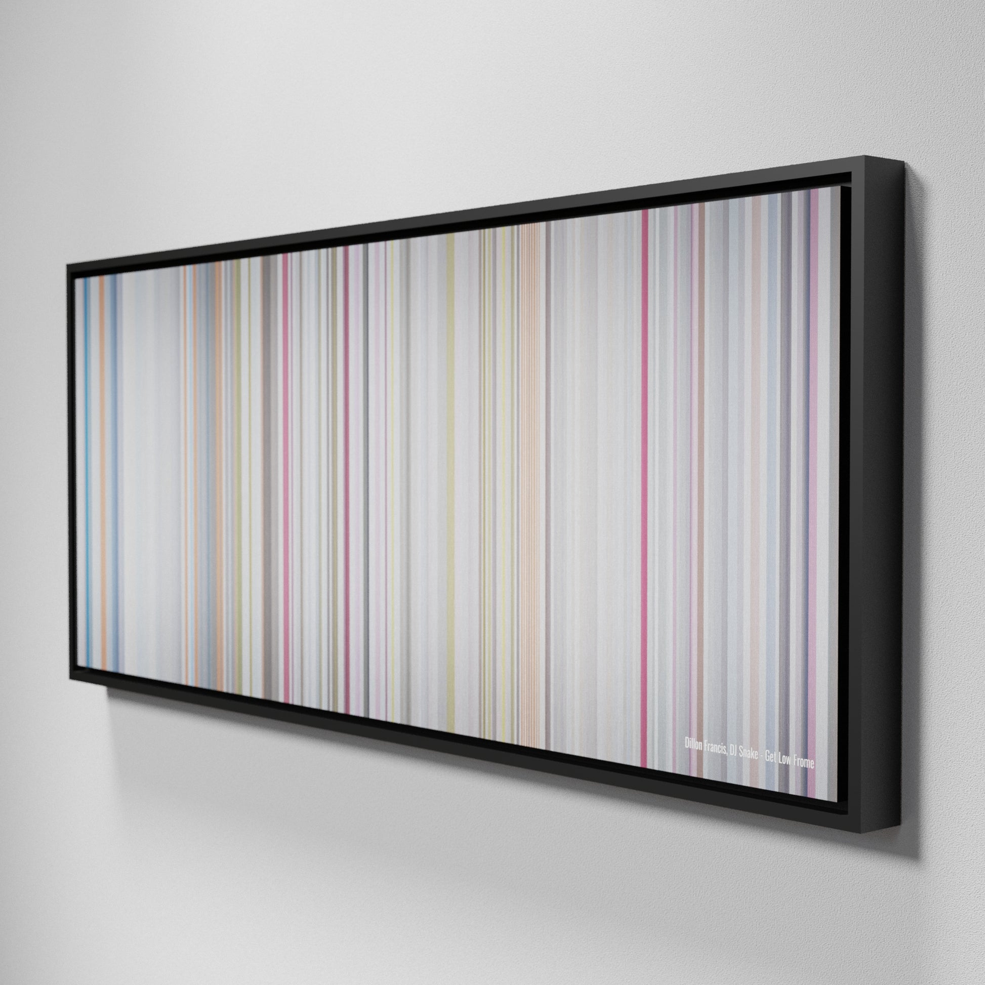 Side view of Framed Buff's of Dillon-Francis-DJ-Snake-Get-Low Frome on the wall