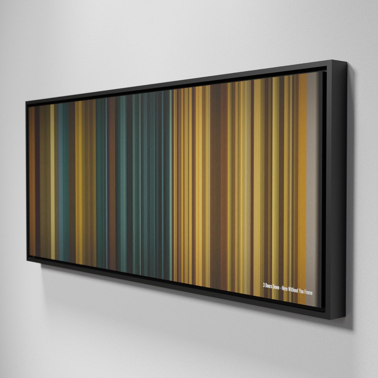 Side view of Framed Buff's of 3-Doors-Down-Here-Without-You Frome on the wall