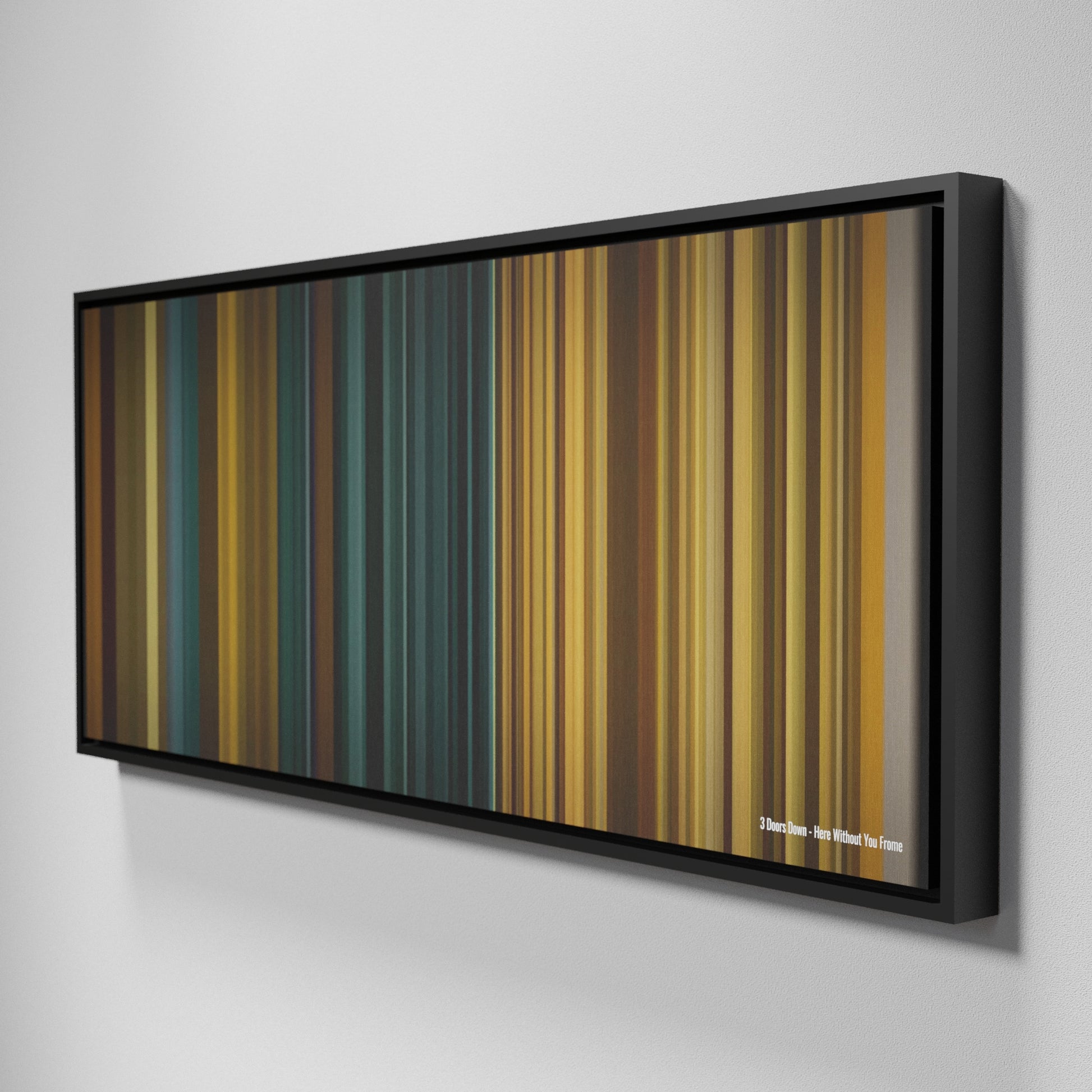 Side view of Framed Buff's of 3-Doors-Down-Here-Without-You Frome on the wall