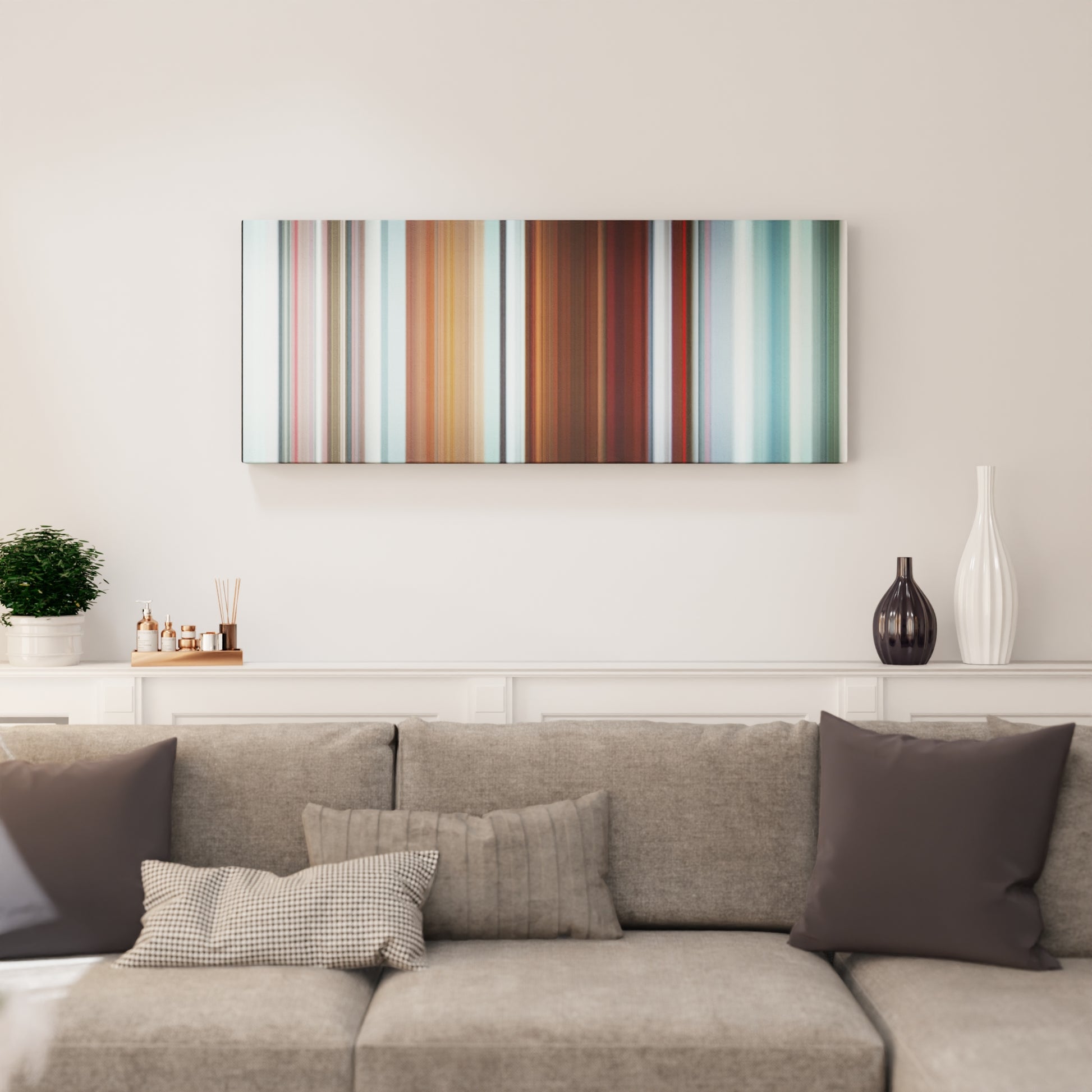 Living room interior with Wham-Last-Christmas Frome on the wall