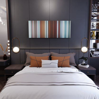 Bedroom interior with Wham-Last-Christmas Frome on the wall