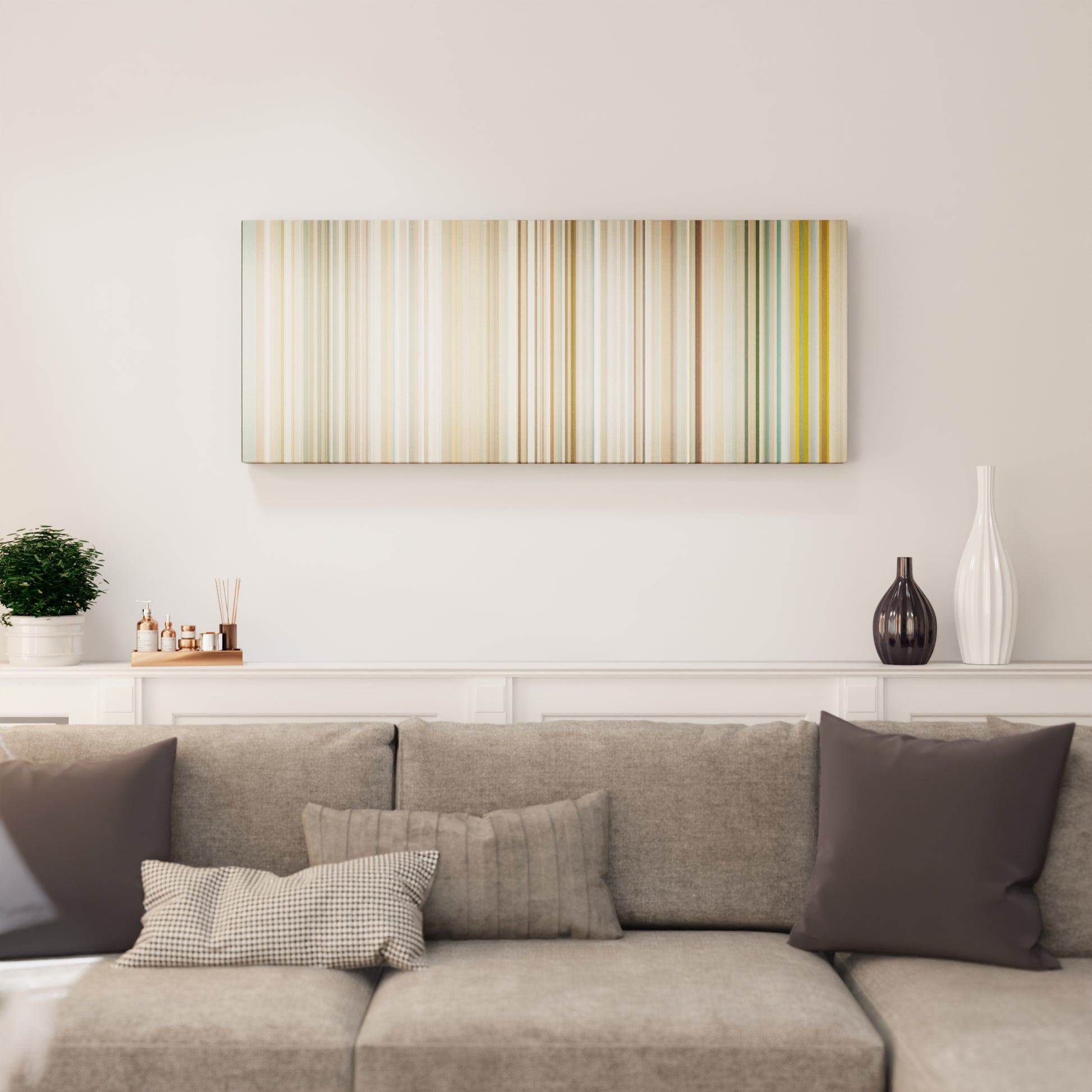 Living room interior with Rauw-Alejandro--Camilo-Tattoo-Remix Frome on the wall