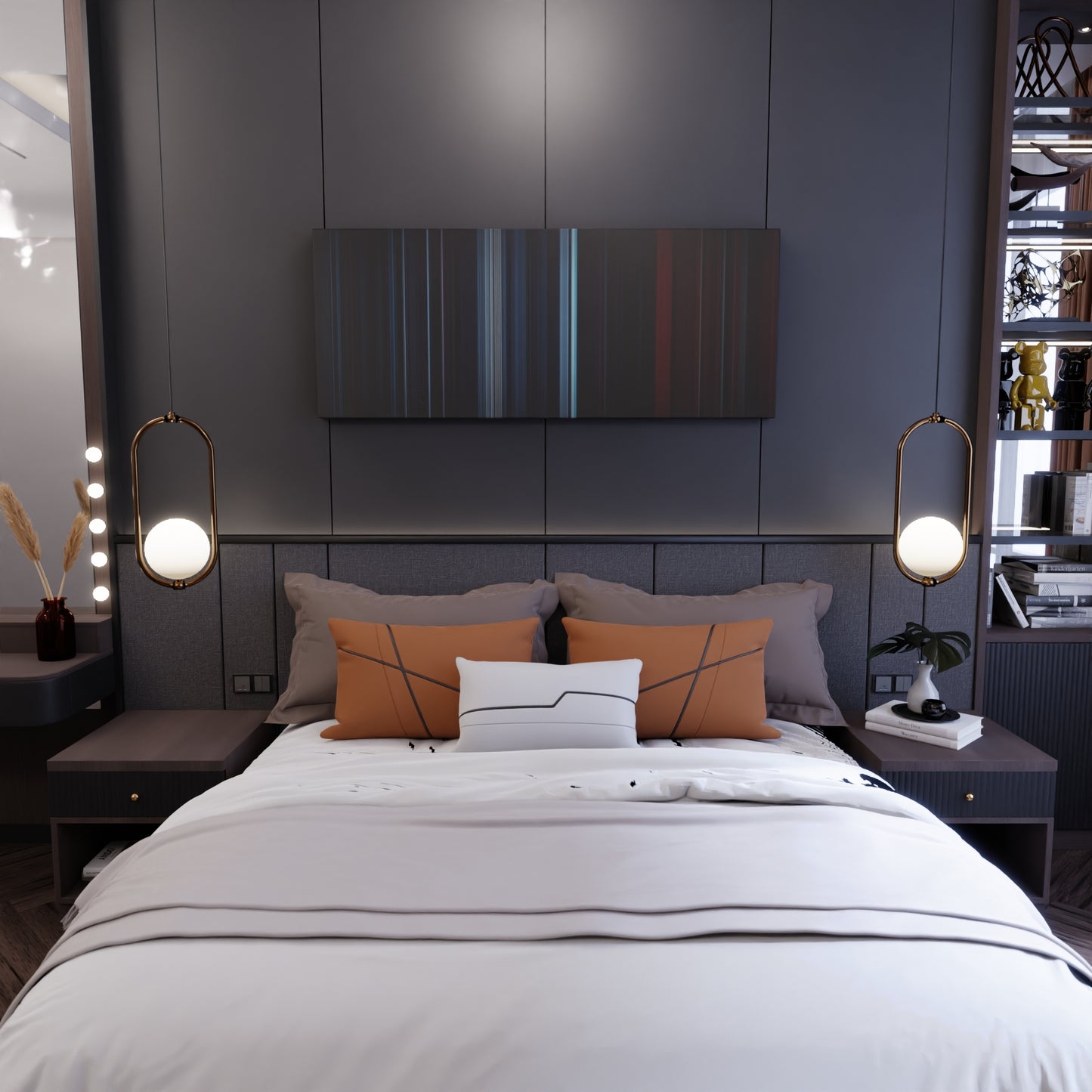 Bedroom interior with The-Weeknd-Save-Your-Tears Frome on the wall