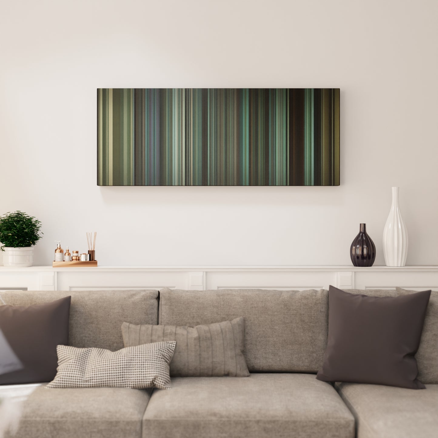 Living room interior with La-Adictiva-En-Peligro-De-Extincion Frome on the wall