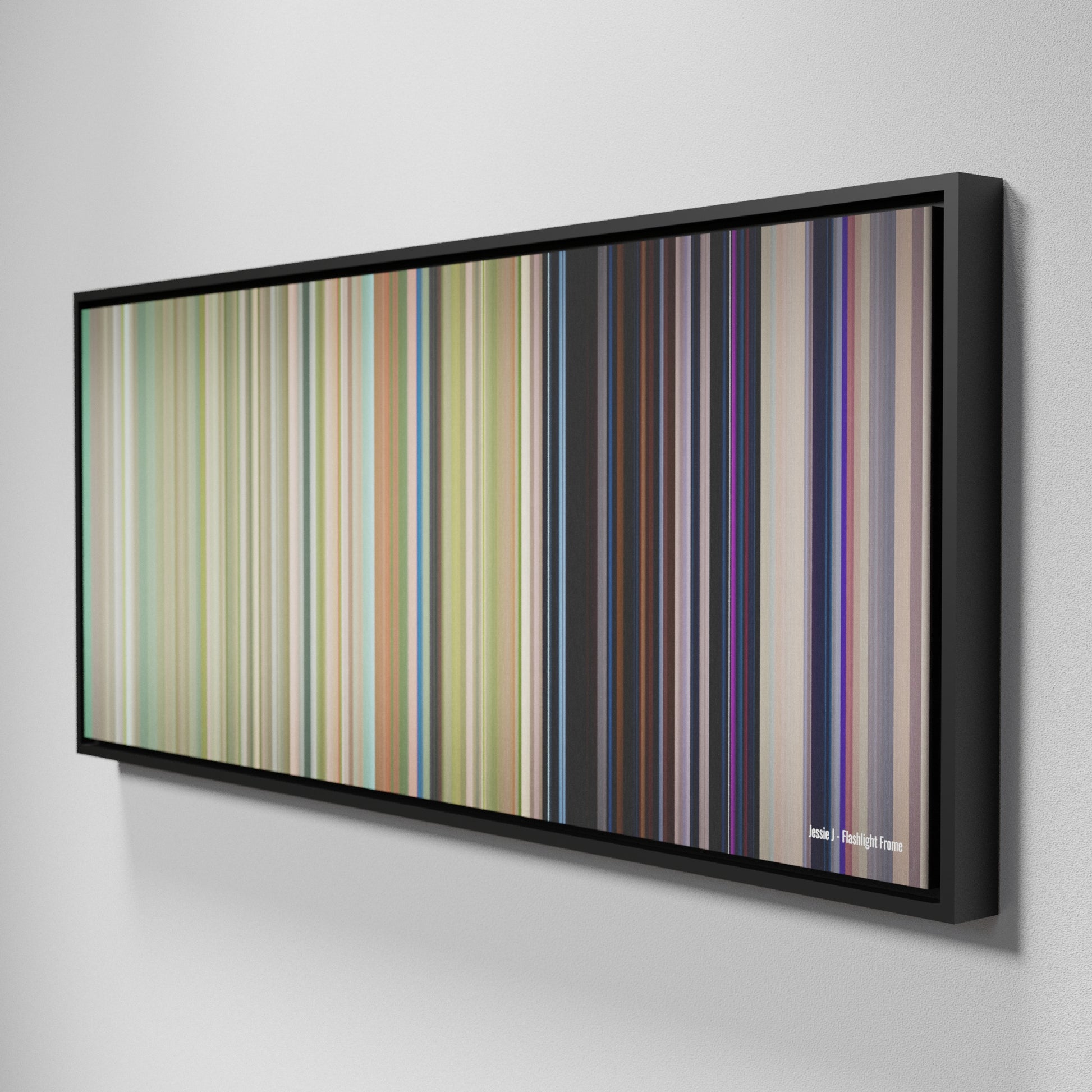 Side view of Framed Buff's of Jessie-J-Flashlight Frome on the wall