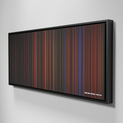 Side view of Framed Buff's of Daddy-Yankee--Bad-Bunny-Vuelve Frome on the wall