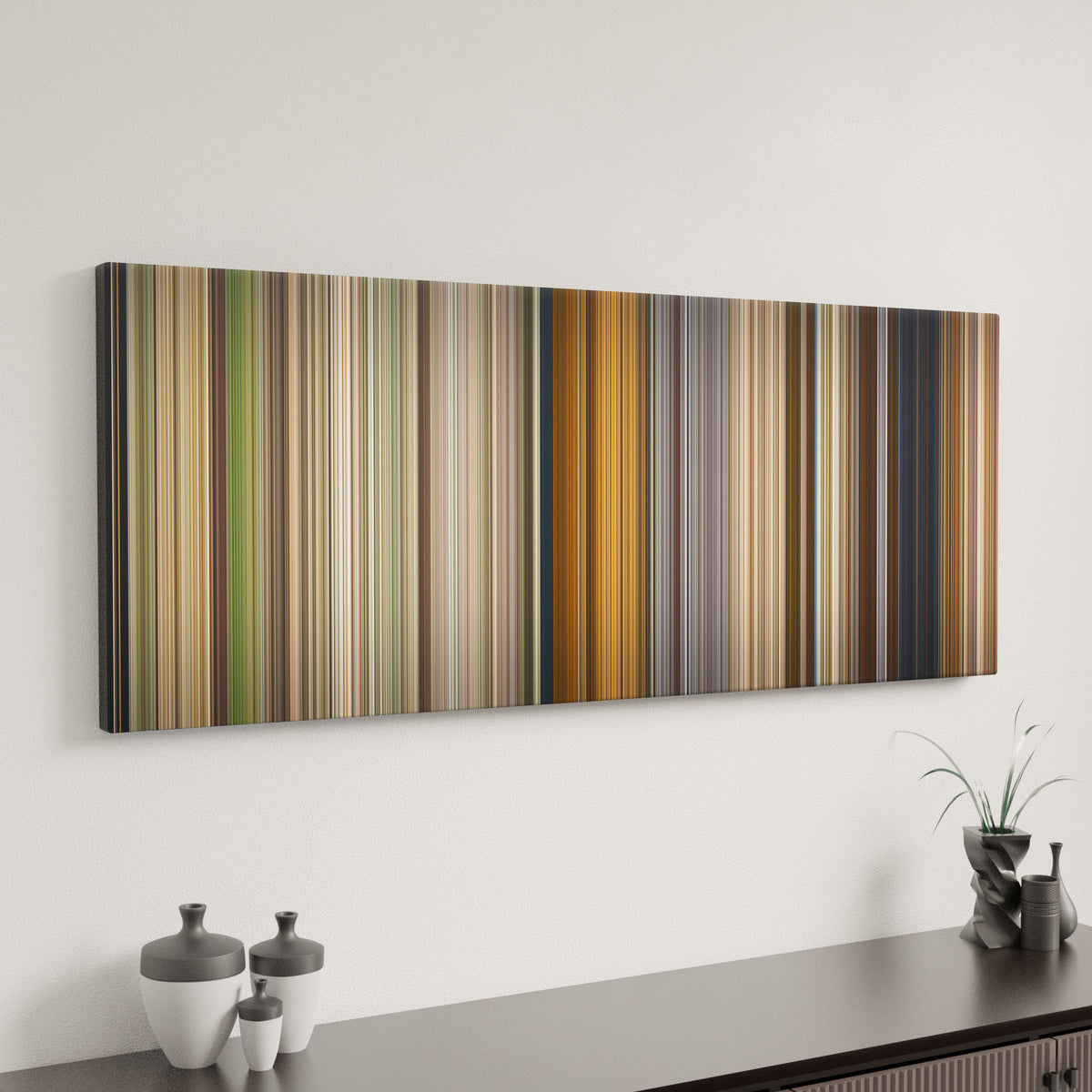 RRR canvas art in modern interior - movie color palette