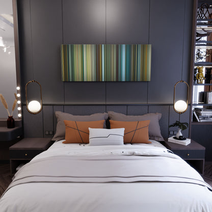 Bedroom interior with pathaan Frome on the wall